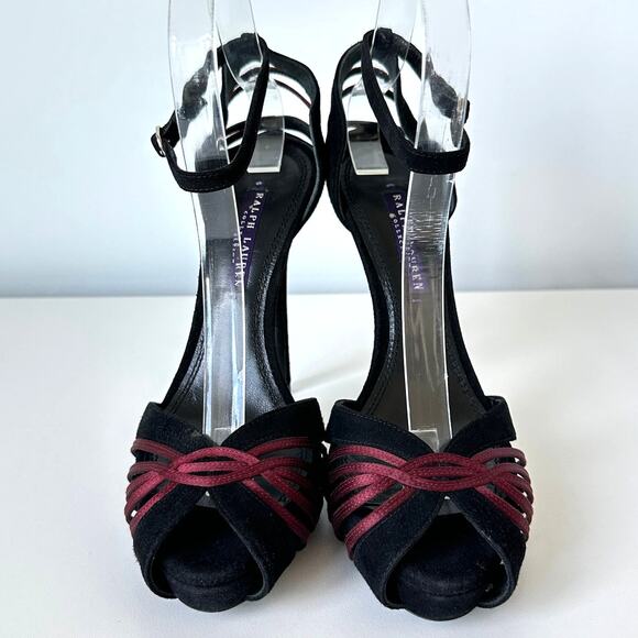 Ralph Lauren Purple Label Black Ankle Strap Heel Sandal Size 7.5 B - Picture 3 of 12
